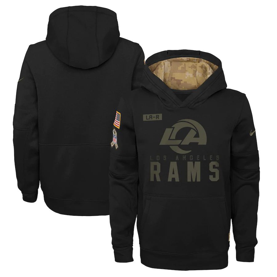 Youth Los Angeles Rams Black Salute To Service Hoodie Nike NFL Jerseys->youth nfl jersey->Youth Jersey